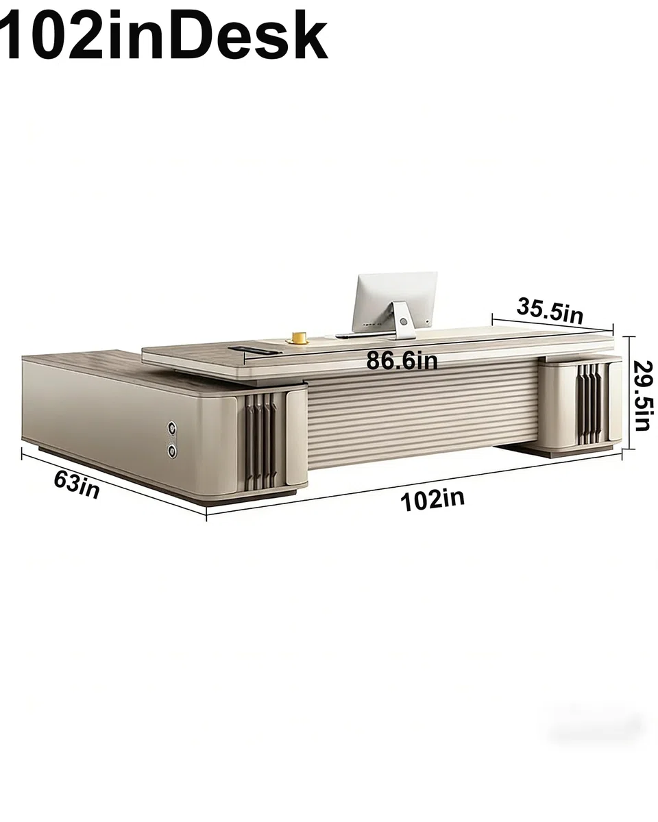 L-Sd - Scrivania direzionale moderna con armadietto laterale, elegante tavolo da ufficio per uso domestico e CEO, design ergonomico, ampio spazio di archiviazione, perfetto per spazi di lavoro