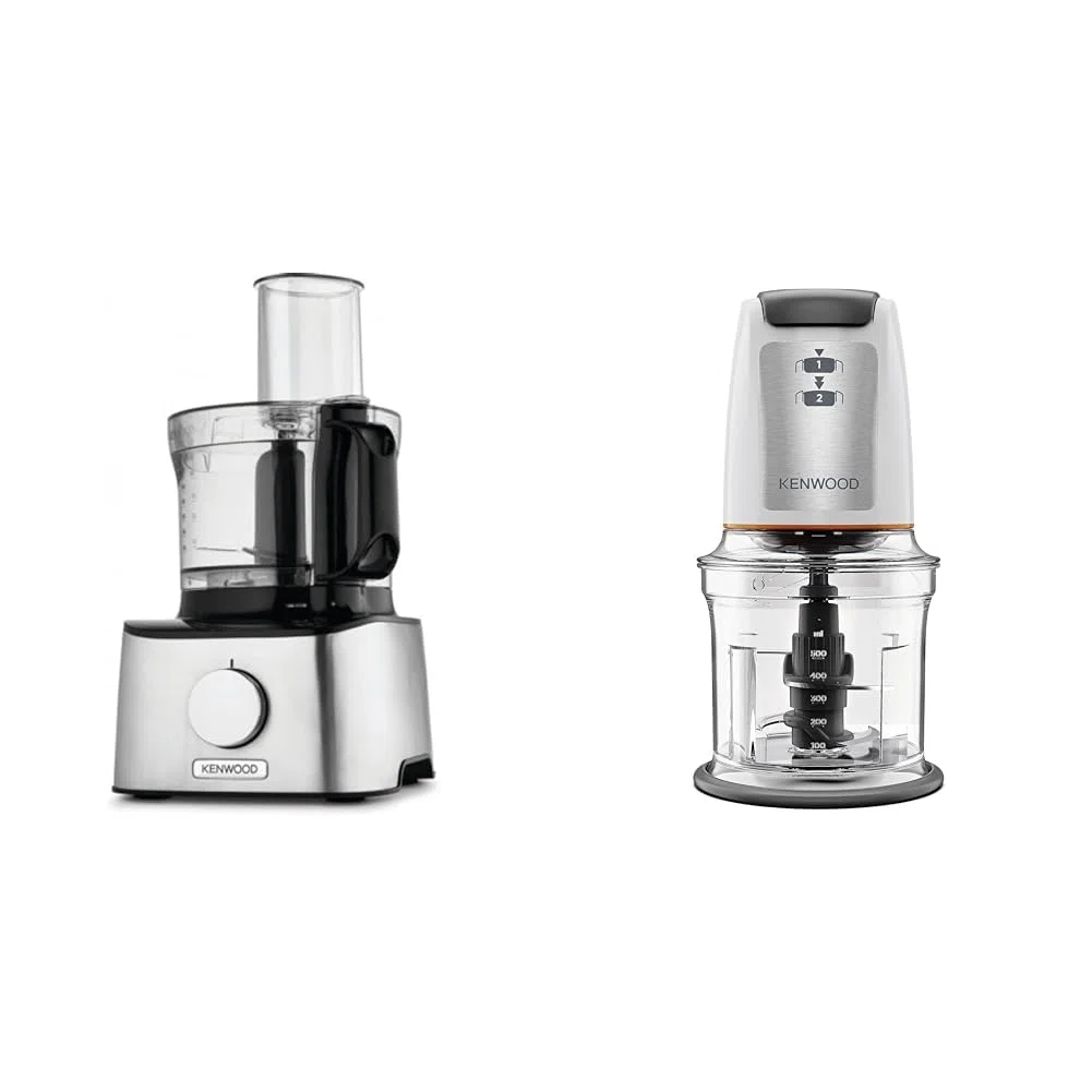 Kenwood Multipro FDM301SS Robot da cucina con 2 velocità di Lavorazione+Pulse, Ciotola da 1.2L & Chopper CHP61.100WH, Potenza 500W, Ciotola da 0.5L, 2 velocità, Sistema a quattro lame