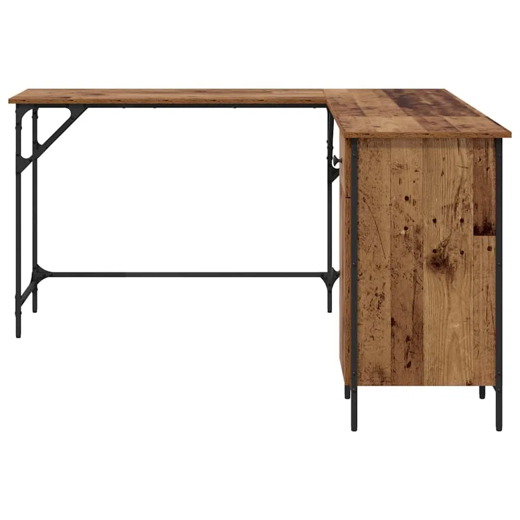 Scrivania angolare in legno, 141 x 141 x 75 cm, con ripiani, stile