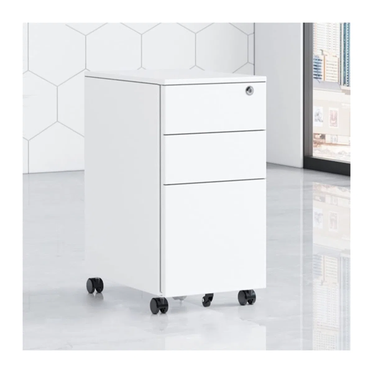 3 Cassetto Mobile File Cabinet con Serratura, Rolling Steel Storage Cart per Ufficio, Under Desk Organizzatore con Ruote Lisce e Sistema di interblocco Sicuro per i Documenti aziendali Domestici