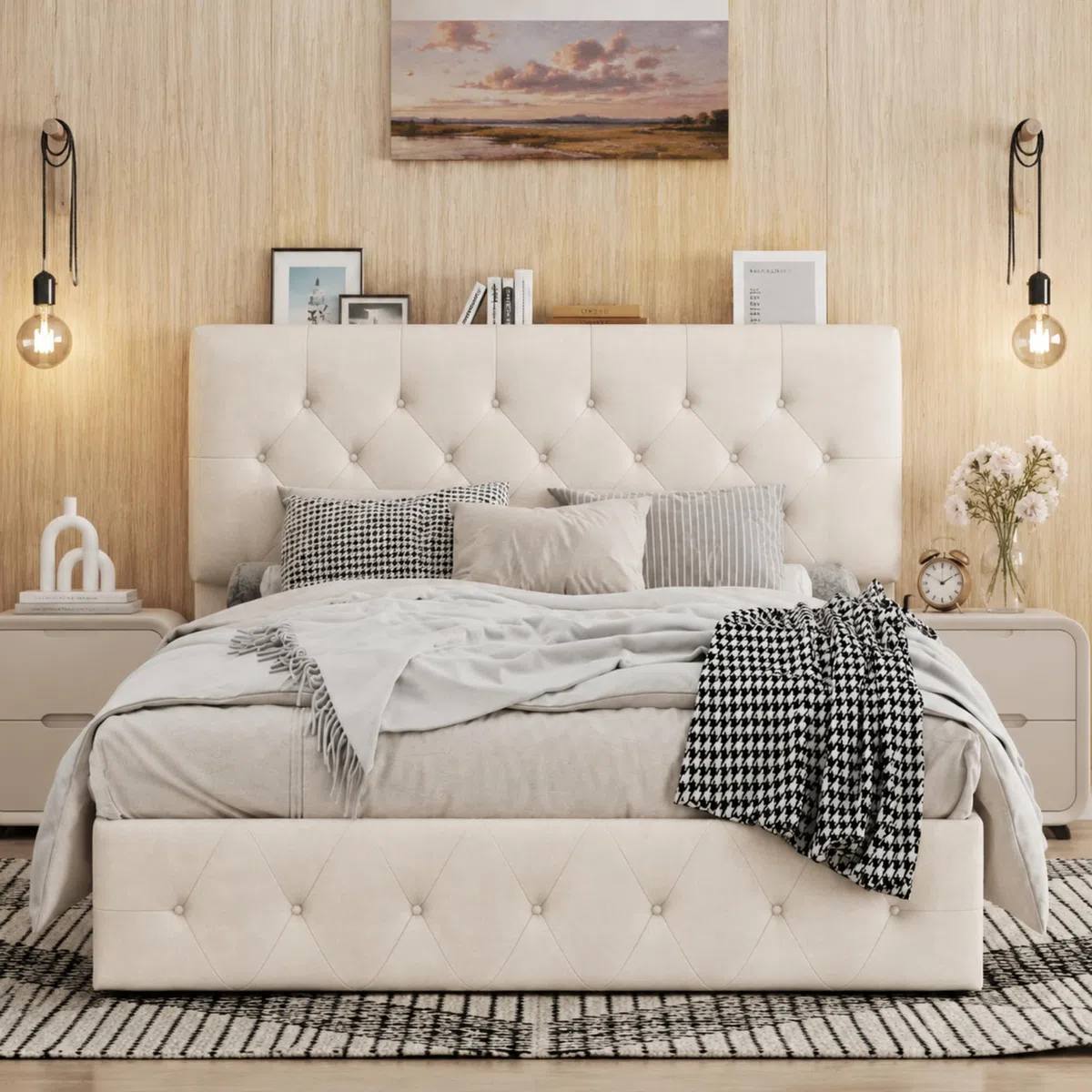 Fofetbfo Letto baule 160 x 200 cm, letto matrimoniale imbottito con contenitore e testa regolabile, sistema idraulico, telaio letto, 2 persone con rete a doghe in velluto