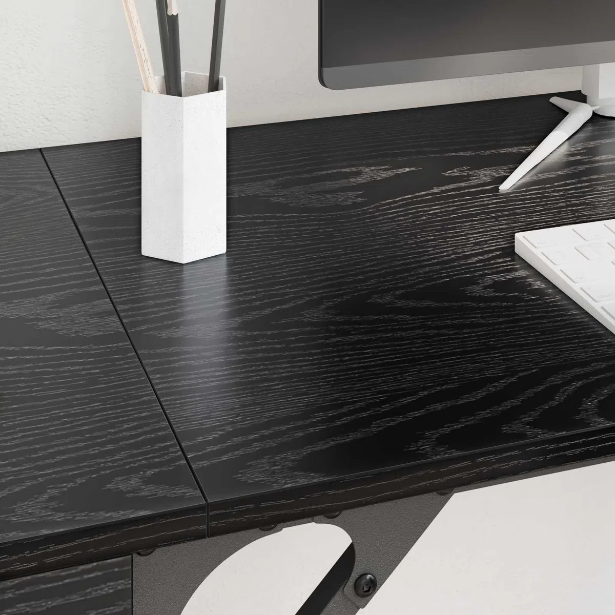 Scrivania per computer Nero Rovere 131x48x75 cm Legno Composito con