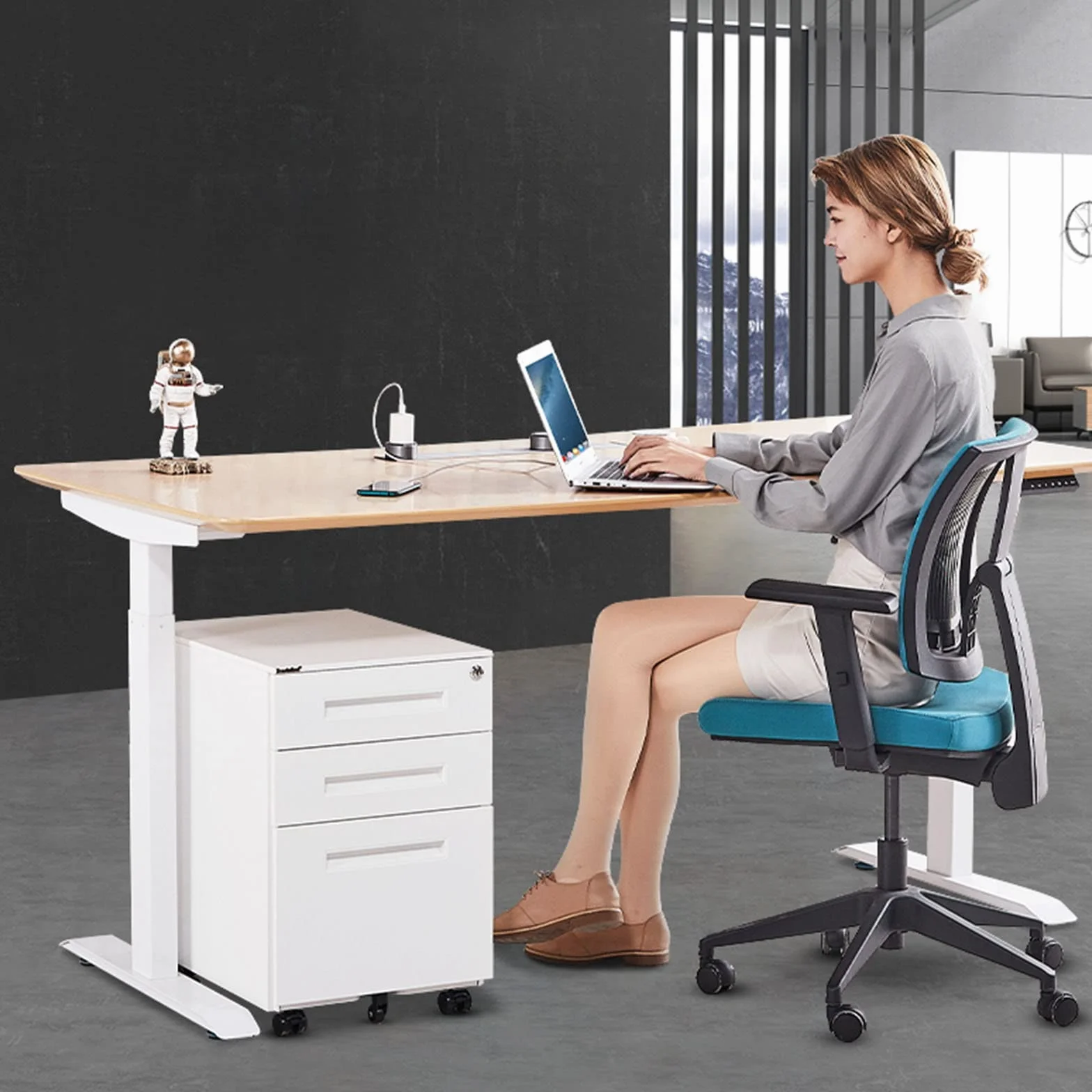 3 Cassetto Mobile File Cabinet con Serratura, Rolling Steel Storage Cart per Ufficio, Under Desk Organizzatore con Ruote Lisce e Sistema di interblocco Sicuro per i Documenti aziendali Domestici