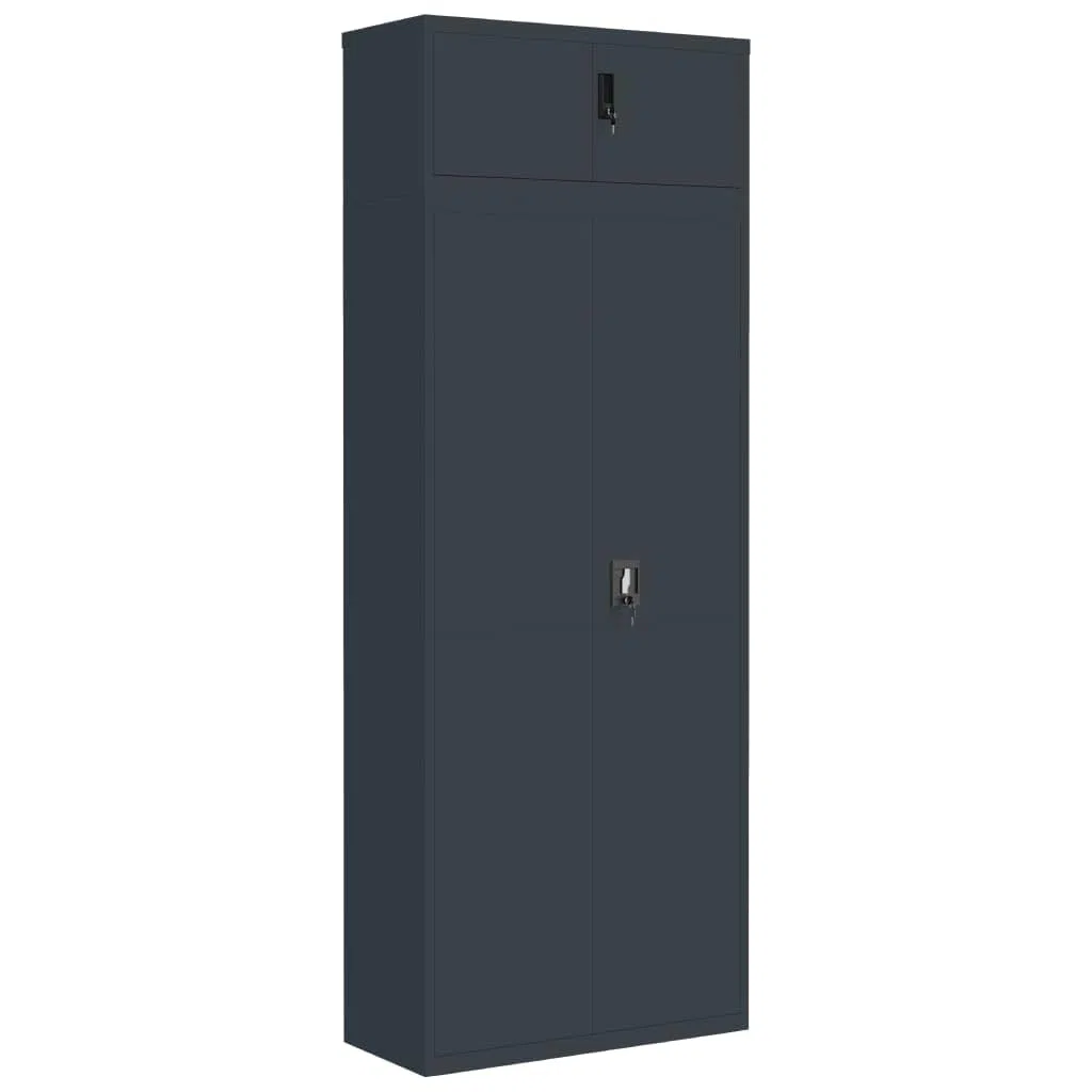 Raccoglitore in acciaio antracite 90 x 40 x 240 cm con ripiani regolabili