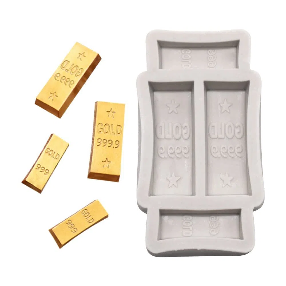 Dolci Stampi Silicone 2Pcs Stampo In Silicone Fondente A Forma Di Lingotto D'Oro Strumento Per Decorare Torte Stampo Per Cioccolato Fai Da Te