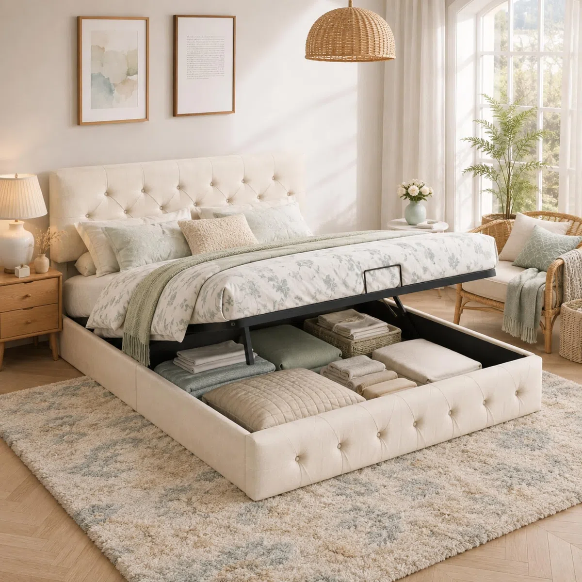 Fofetbfo Letto baule 160 x 200 cm, letto matrimoniale imbottito con contenitore e testa regolabile, sistema idraulico, telaio letto, 2 persone con rete a doghe in velluto
