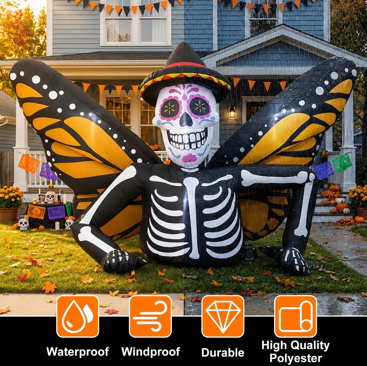 7FT Halloween Inflatables scheletro con le ali di farfalla per la