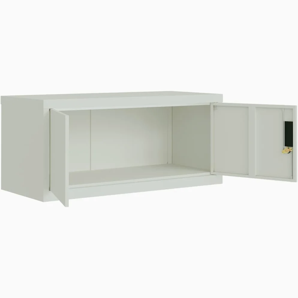 Raccoglitore in acciaio grigio, 90 x 40 x 220 cm, con 4 ripiani regolabili