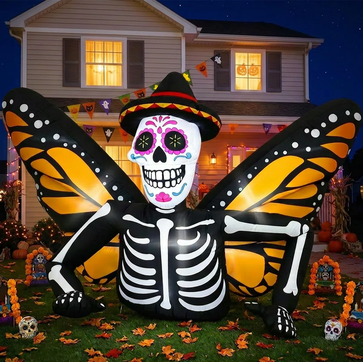 7FT Halloween Inflatables scheletro con le ali di farfalla per la