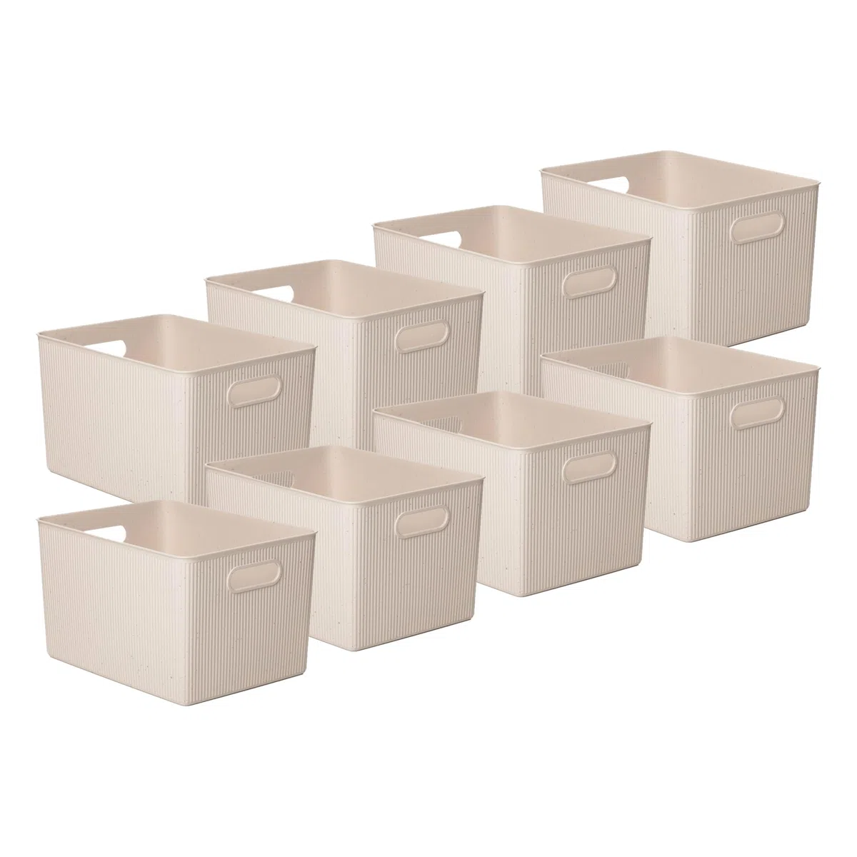 Superio Cestini portaoggetti in plastica ecologici, decorativi, aperti, grandi, confezione da 8, per organizzare armadi, mensole e cassetti, 22 litri