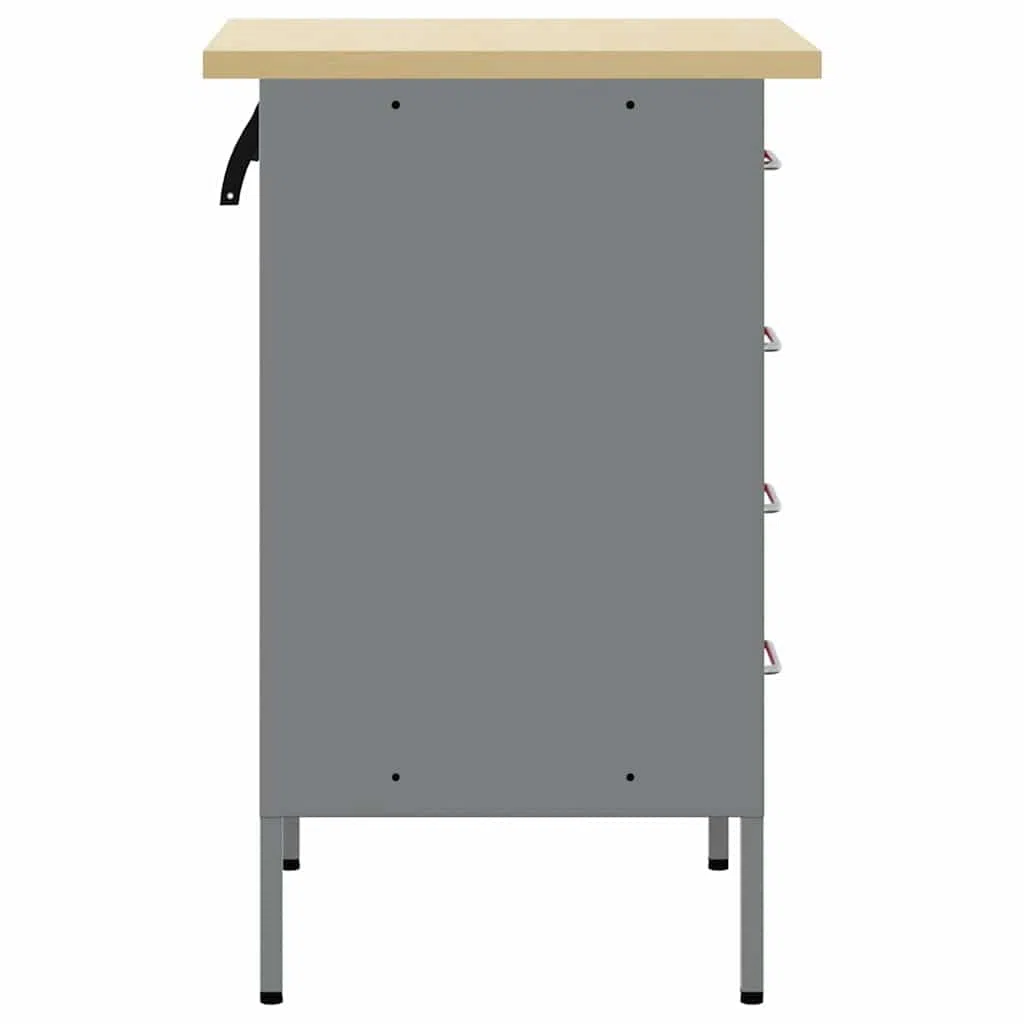 Banco da lavoro in ingegneri legno e acciaio 50 x 55 x 85 cm con 4 cassetti, design stabile per officina, garage e sala hobby, superficie robusta in metallo e MDF in rosso grigio