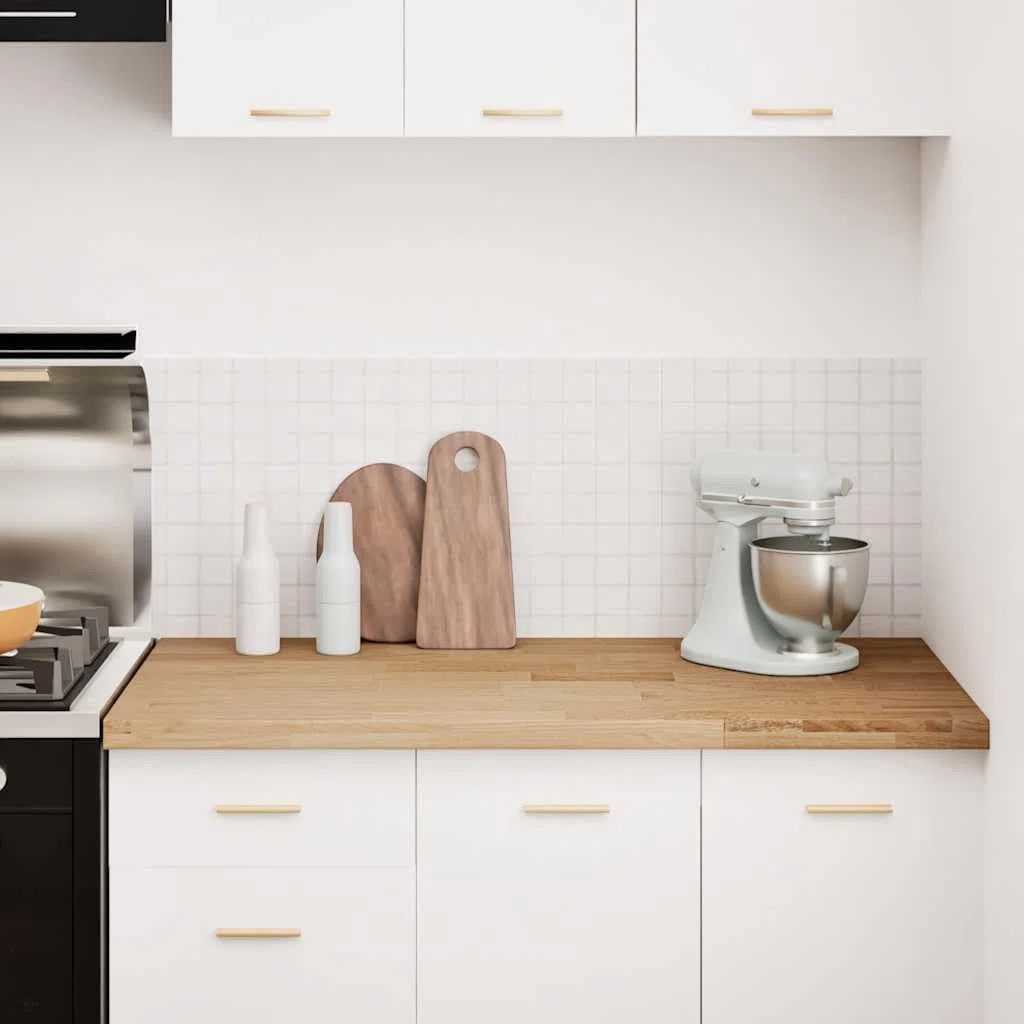 Piano di lavoro da cucina in legno massello di rovere, 120 x 63,5 x 4 cm, rettangolare, finemente levigato, durevole per cucina, ufficio e officina