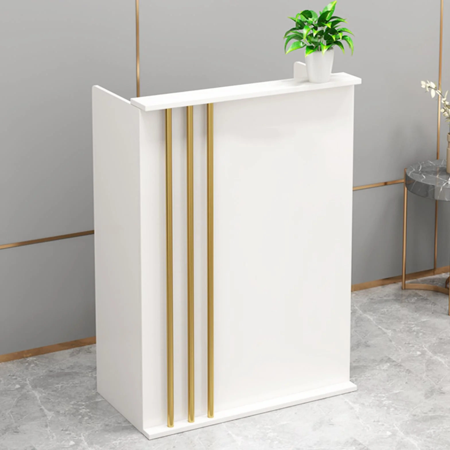Slish Chut & Customer Service Solut - Bancone da incasso con serratura, 60 x 45 x 95 cm, colore: bianco