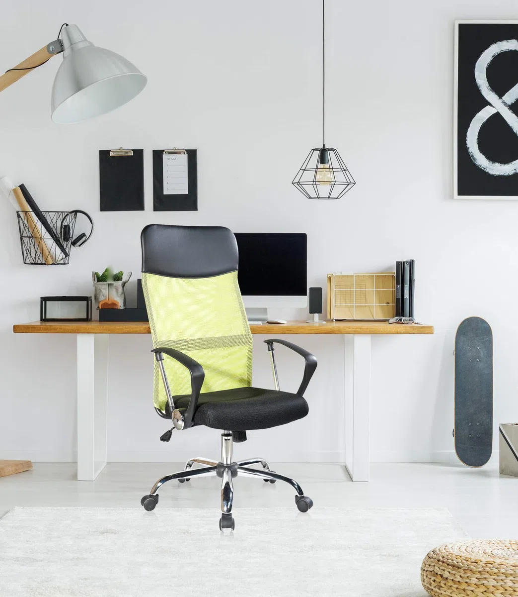 Rebecca Mobili Sedia Scrivania, Poltrona Ufficio Smart Working, Nera Verde, Schienale Traforato PU, Girevole Ergonomica - Misure: 113/123x57,5x58,5 cm (HxLxP) - Art. RE6542