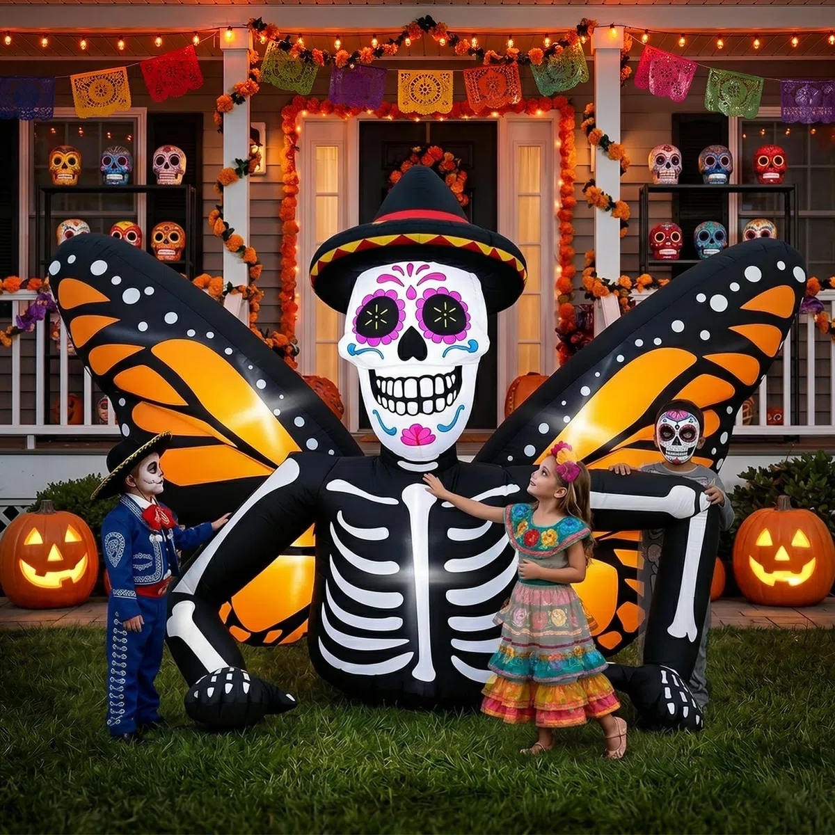 7FT Halloween Inflatables scheletro con le ali di farfalla per la