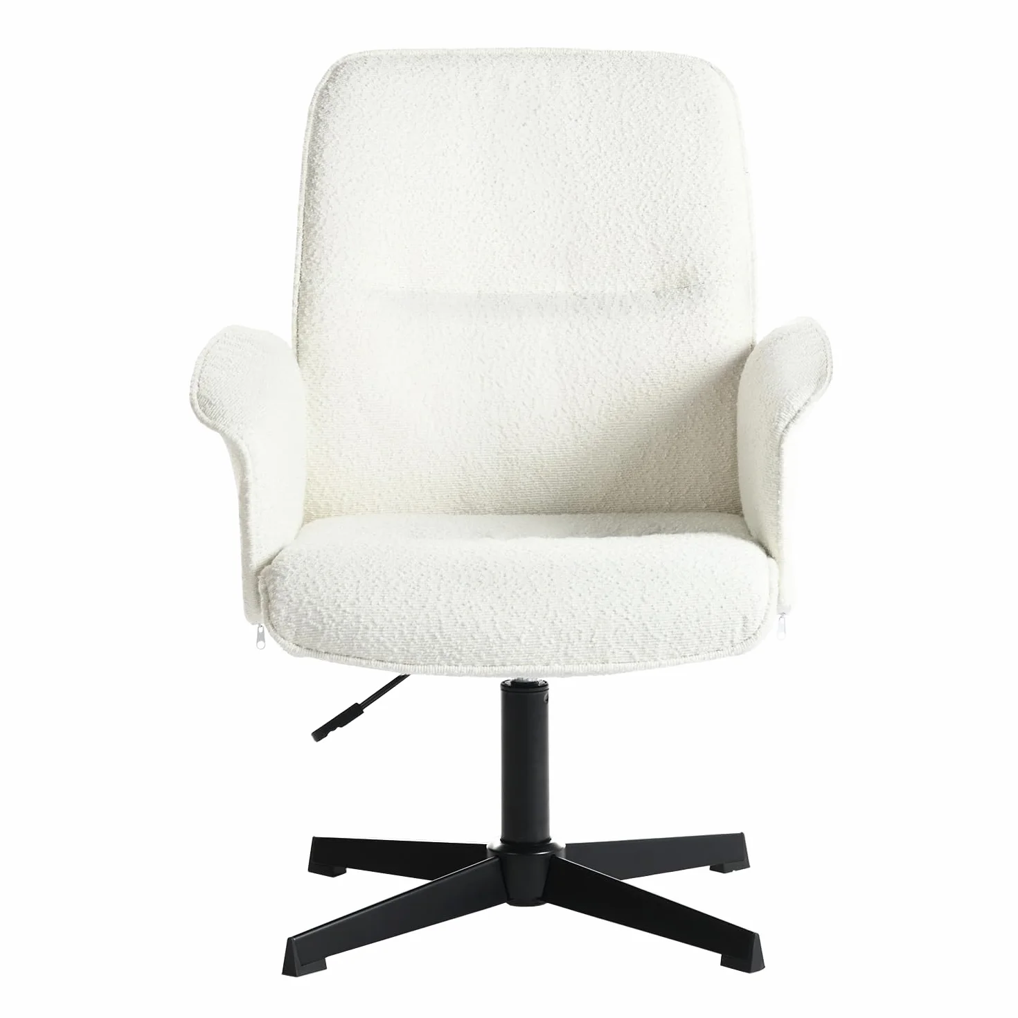 MEUBLE COSY Poltrona Sedia da Salotto Toelette Ufficio Girevole Regolabile in Altezza Seduta in Tessuto bouclé per Soggiorno Camera da Letto Studio Bianco