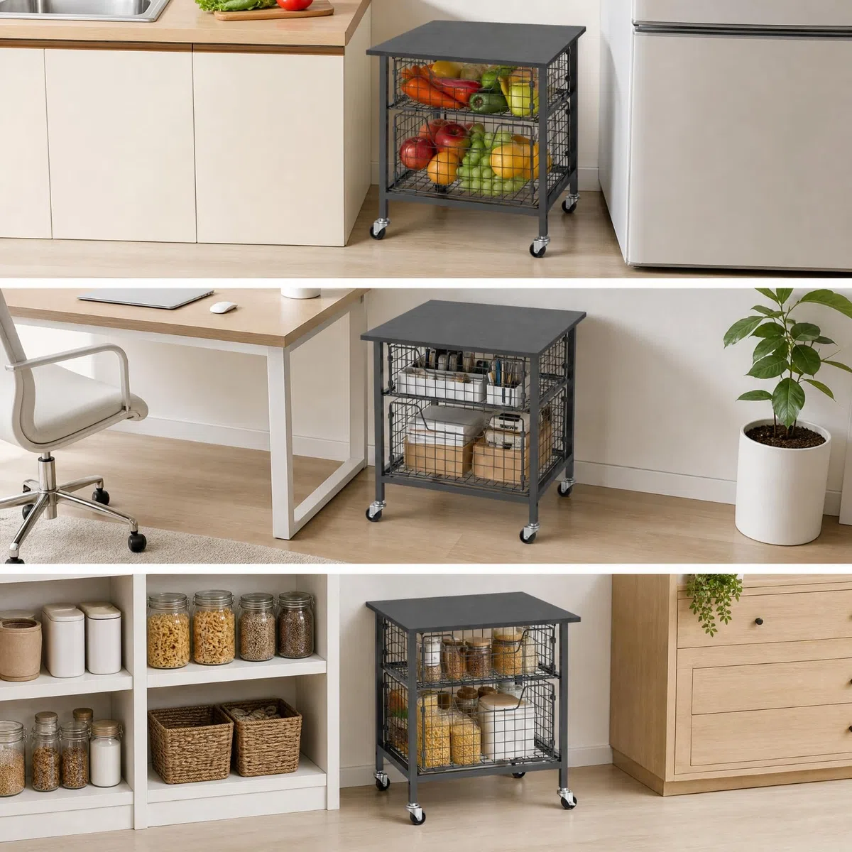 rockible Carrello Elettrodomestici con Ruote Mobile frigo Robusto Mini Tavolo da Frigorifero per Ufficio