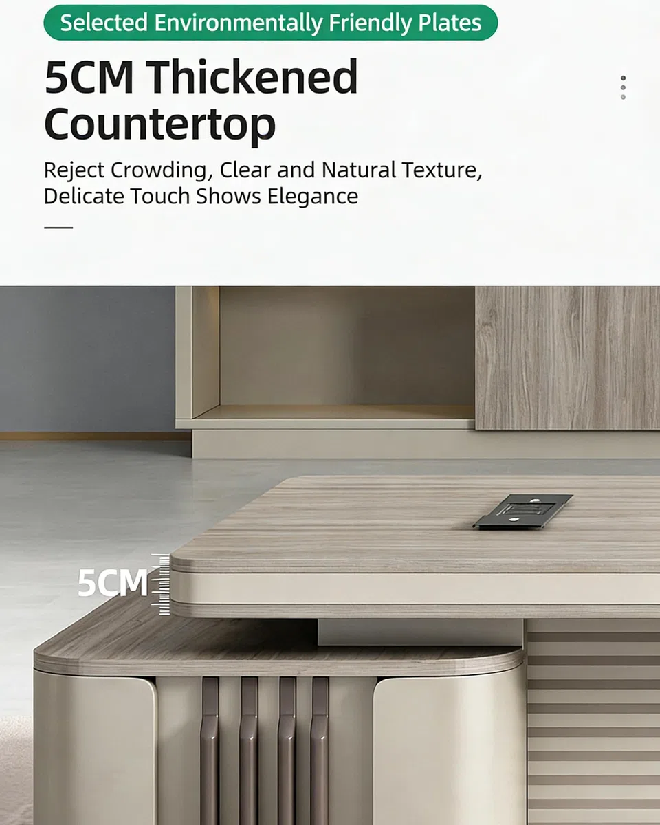 L-Sd - Scrivania direzionale moderna con armadietto laterale, elegante tavolo da ufficio per uso domestico e CEO, design ergonomico, ampio spazio di archiviazione, perfetto per spazi di lavoro