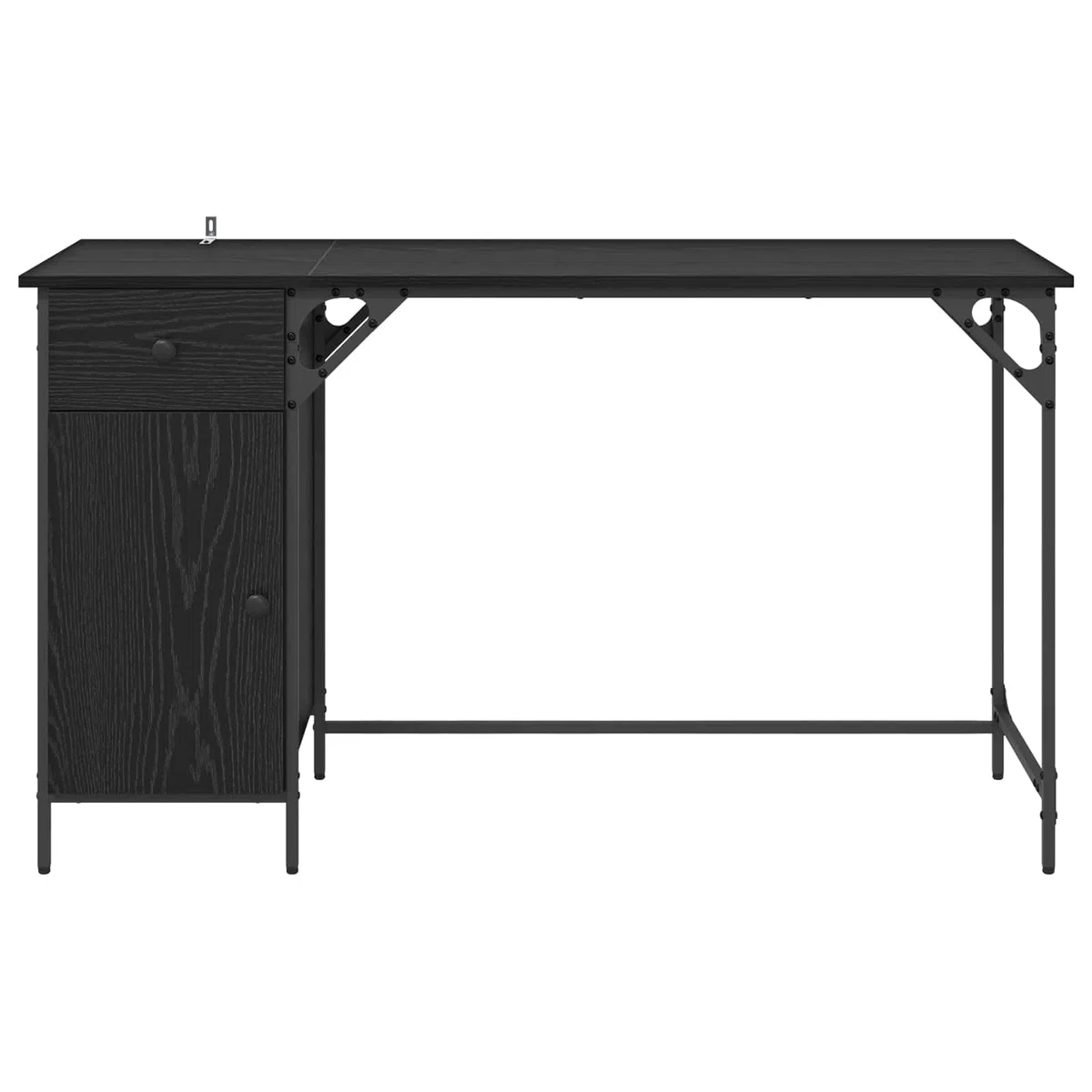 Scrivania per computer Nero Rovere 131x48x75 cm Legno Composito con