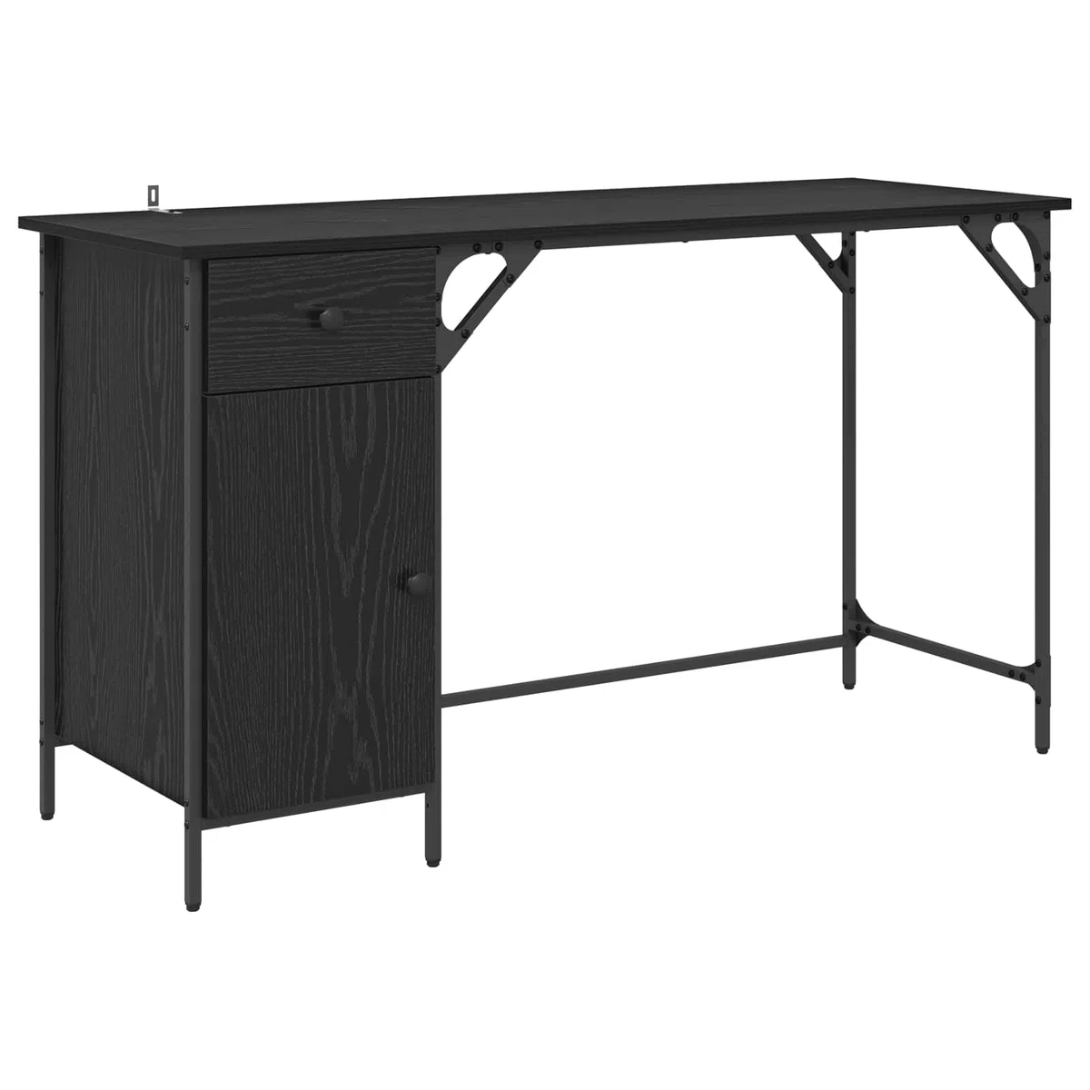 Scrivania per computer Nero Rovere 131x48x75 cm Legno Composito con