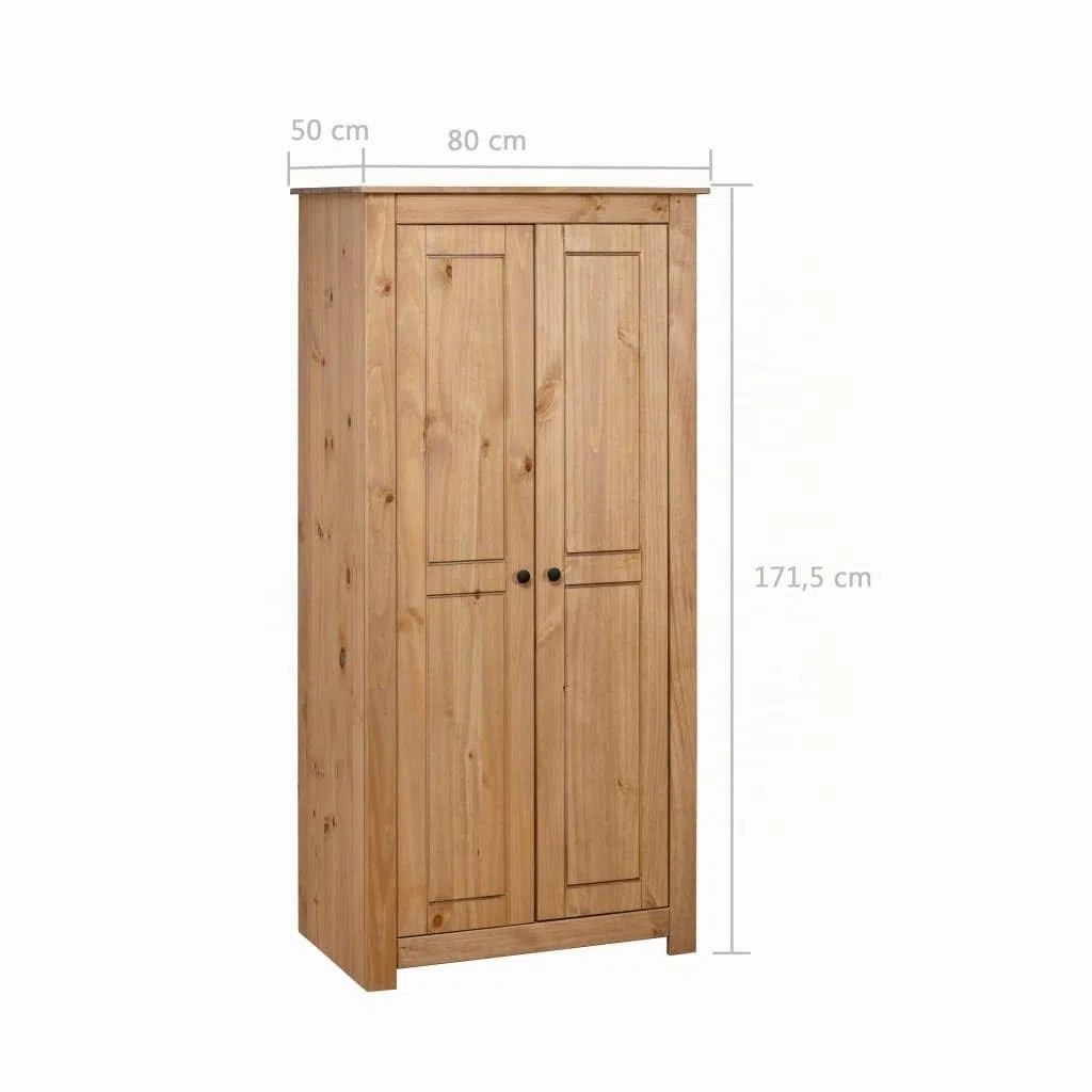 Lechnical Armadio Camera da Letto Panama Range in Legno Massello di Pino - Mobile Guardaroba 80x50x171cm