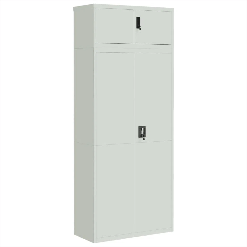 Raccoglitore in acciaio grigio, 90 x 40 x 220 cm, con 4 ripiani regolabili